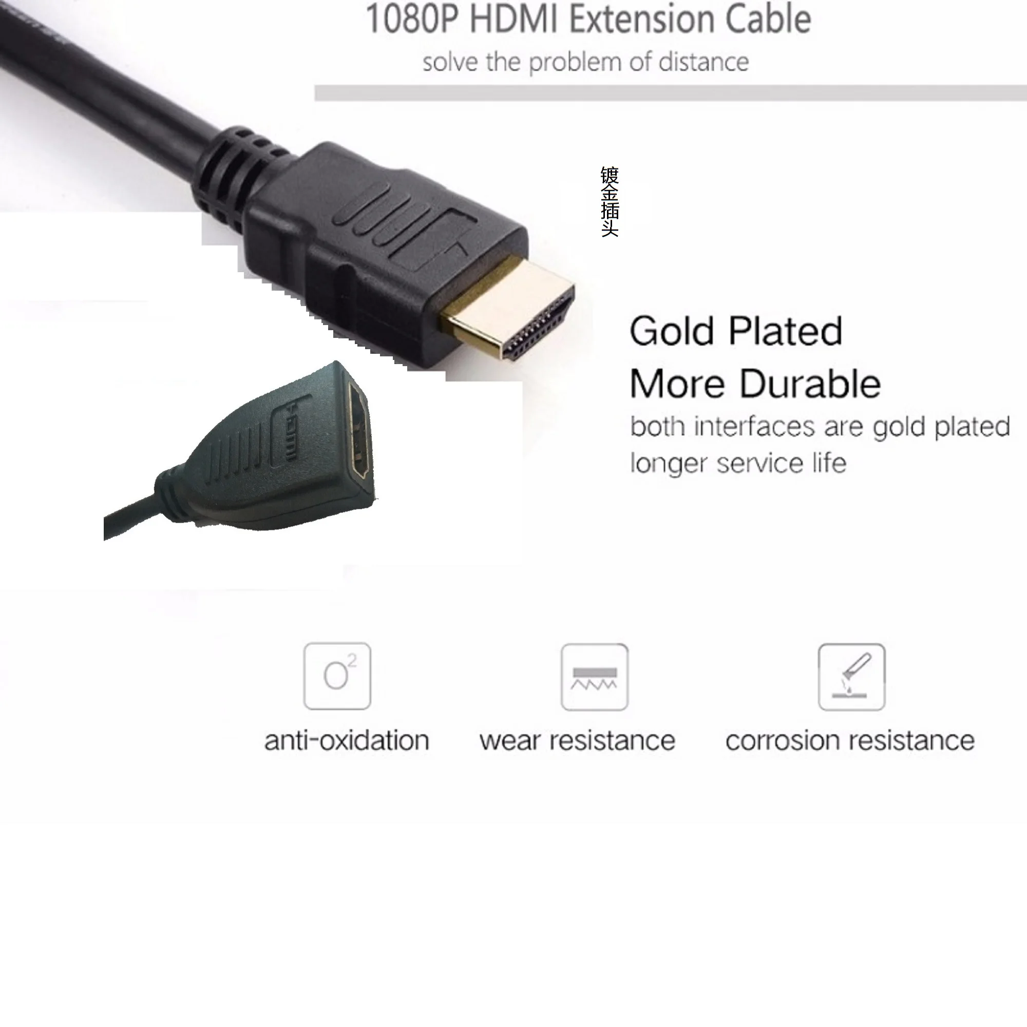 Cabo de extensão compatível com HDMI, macho para fêmea, 3D, 1.4V, TV HD, LCD, Laptop, PS3, Projetor, 1m, 2m, 3m, 1.4V
