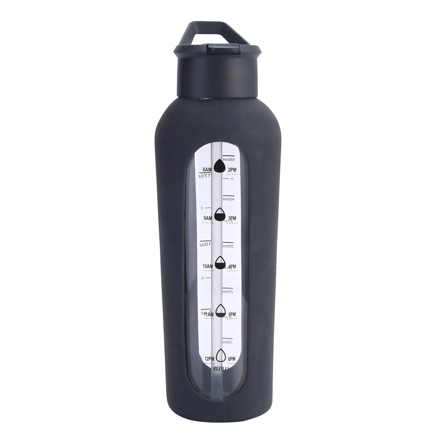 Borraccia in vetro borosilicato e bambù 600 mL - Egotier 94699 - Nero