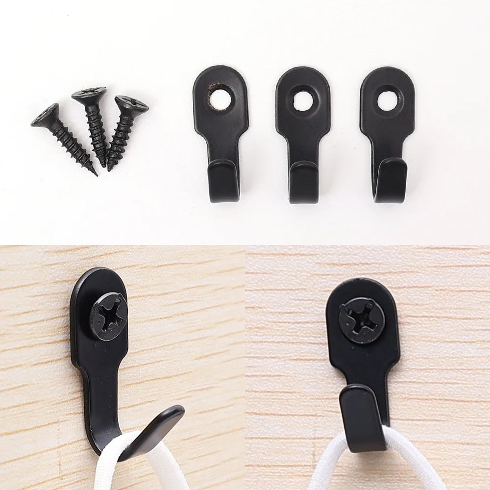 20/1Set Mini J-shaped Hook with Screw Stainless Steel Items Key Rack Wall Punching Hooks Kitchen Accessories Bathroom Hardware