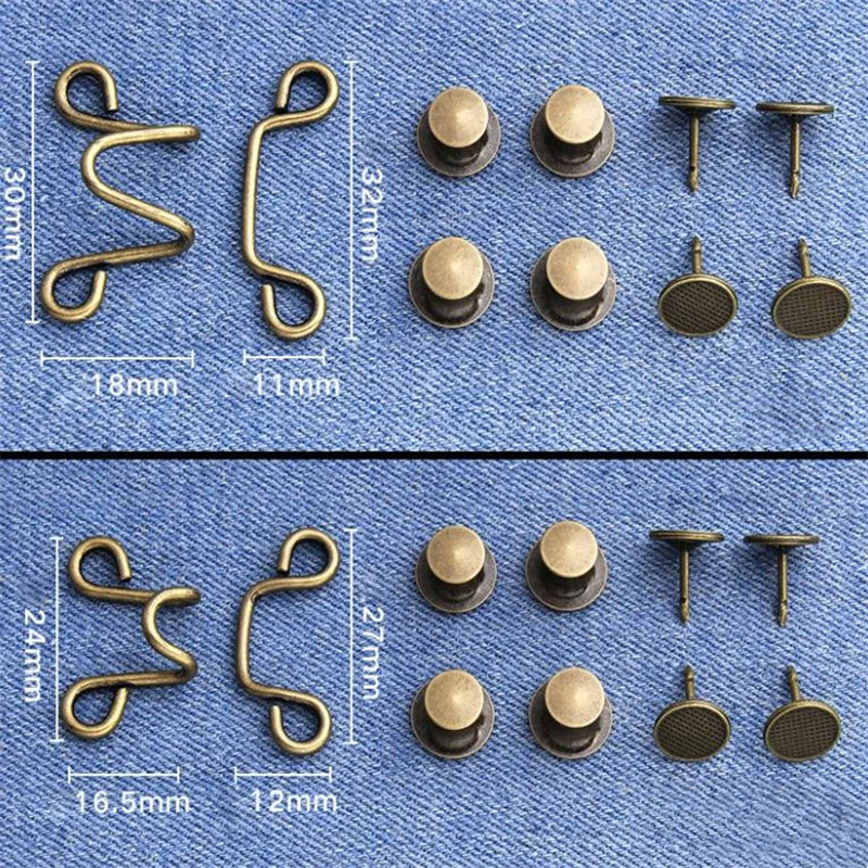 5 Sets Pearl Jeans Button Pins Pants Snap Fastener Adjustable Tightener