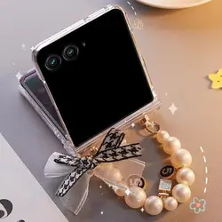 Luxurious Pearl Chain Phone Case - Elegant Protective Cover for Motorola Razr 2025 (Short Chain)