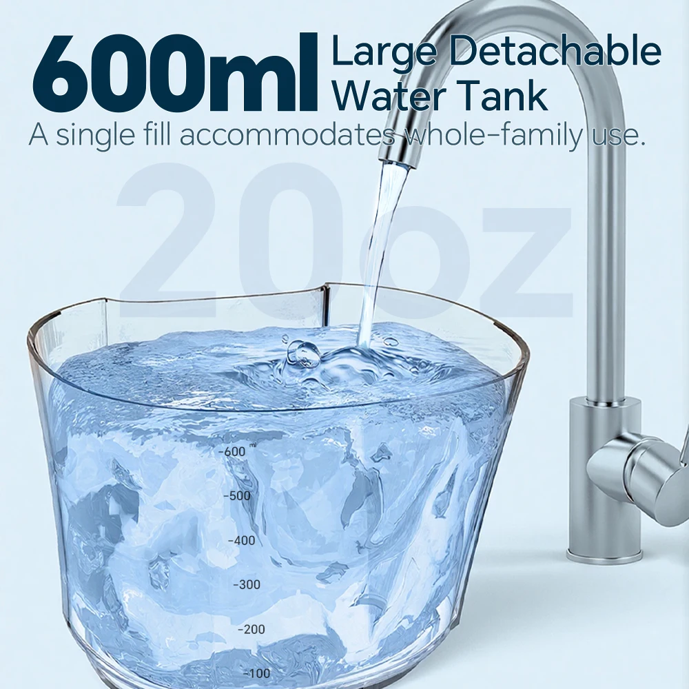 Electric Water Flosser Oral Irrigator, Electric Dental Cleaner with 600ML Capacity, 2 Modes, 10 Adjustable Pressure & 5 Jet Tips