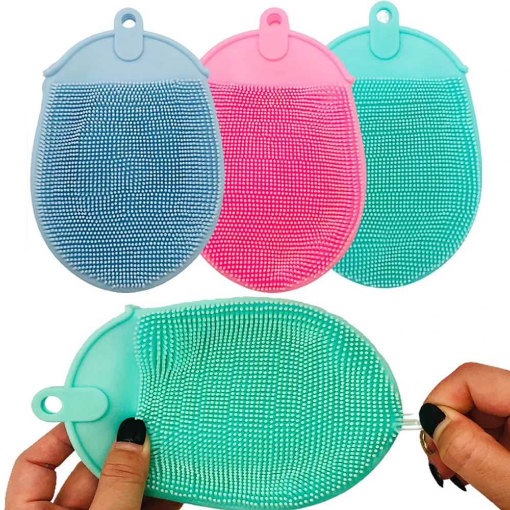 1pcs Silicone Massage Bath Brush with Hook Soft Exfoliating Bath Gloves Baby Showers Cleaning Brush Remover Scrub Showers Bubble 3