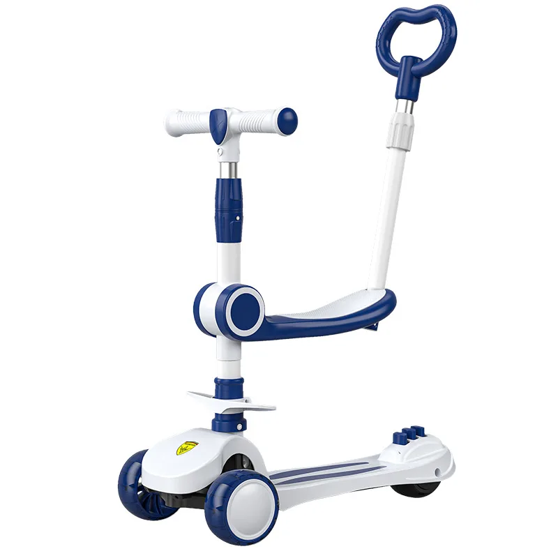 3 Wheel Scooter Portable Rotating Seat Flashing 2-12 Years Old Kids Scooter Music Light for Game Activity Yard Outdoor Playing