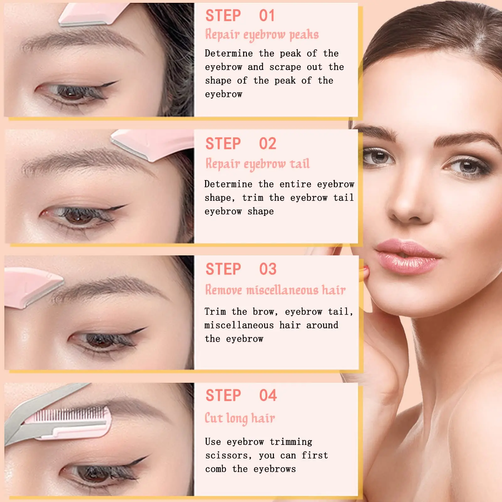 Eyebrow Trimming Knife Eyebrow Face Razor For Women Professional Eyebrow Scissors With Comb Brow Trimmer Scraper Accesso 3
