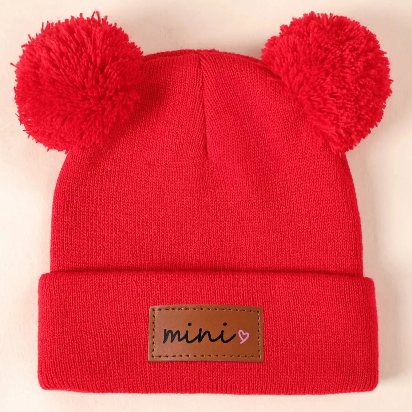 Children's Knitted Hat Two Pompoms &ldquo;mini&rdquo; Fashion Multi-Color Optional Warm Beanie Hat Daily Outdoor Play 1pc led beanie hat