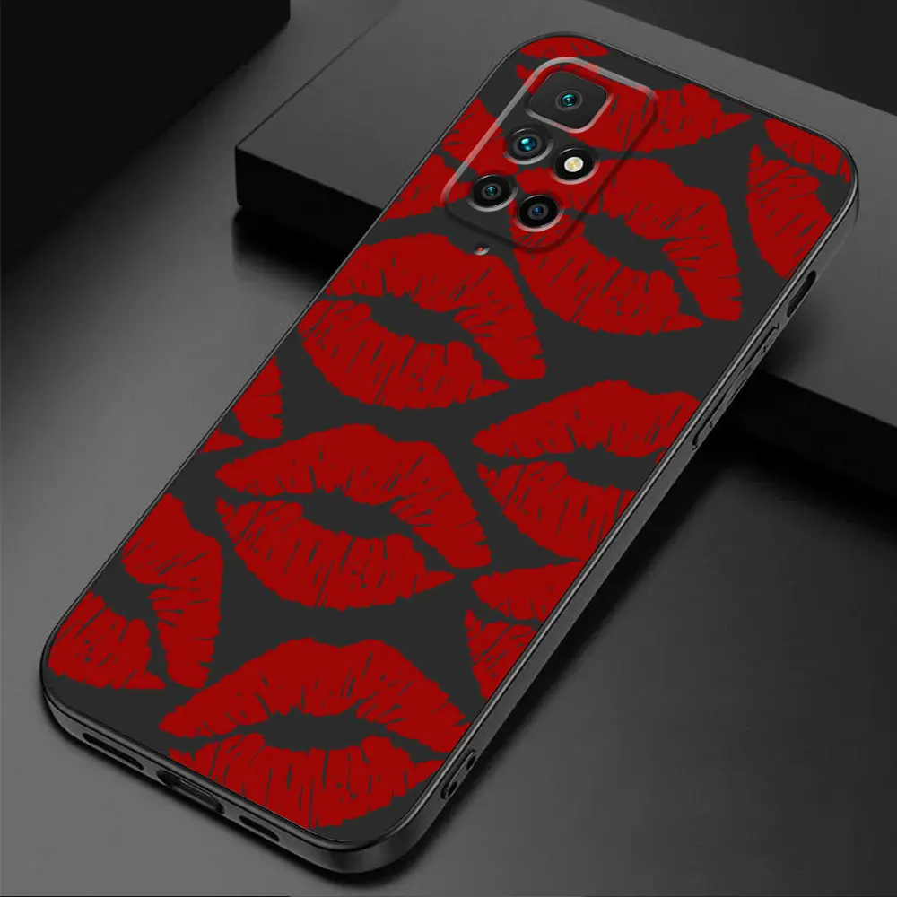 Sultry Lips Silicone Case - Sexy Girl Red & Black Design