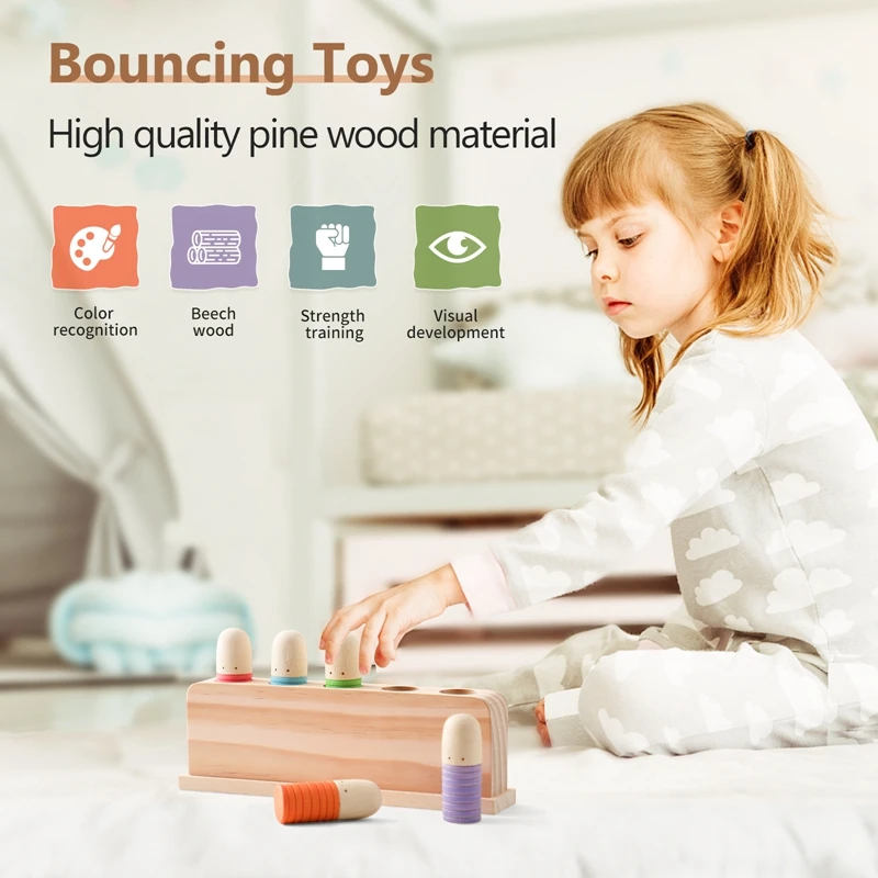 Baby Toys  Wooden Little Man Toy  Color Recognition Toy  Wooden Little Jumping Toy  Hand And Foot Coordination Toy Baby Gifts 3