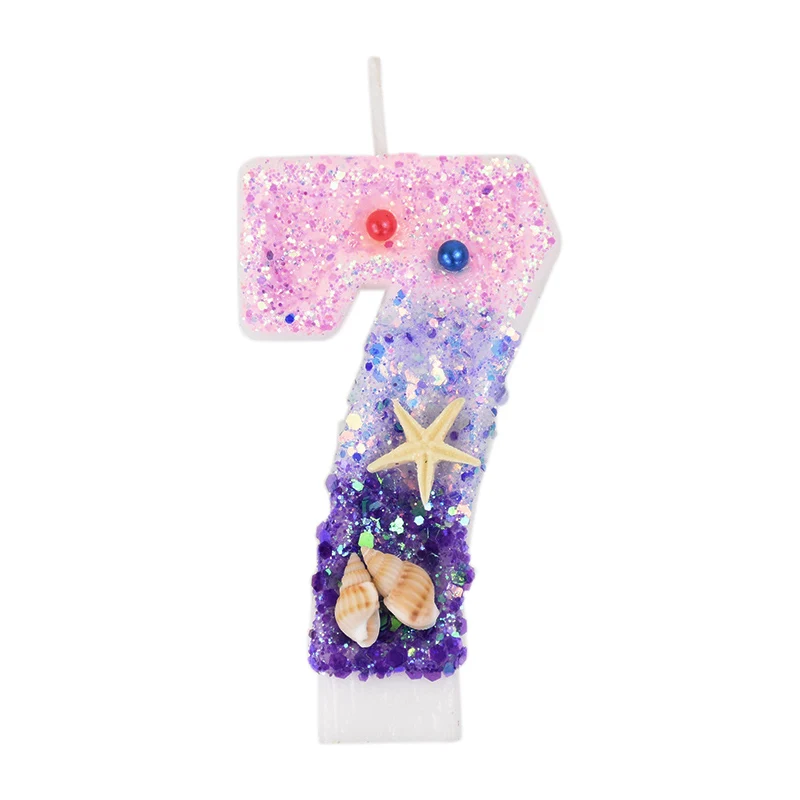 Mermaid Cake Candle Topper in Pink and Purple - Under the Sea Birthday Party Decoration