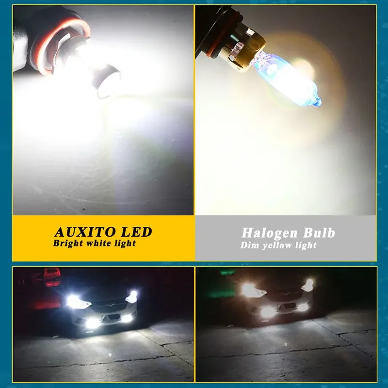 2개입 자동차 안개등 H11 LED 램프 9005 HB3 9006 HB4 H9 H8 화이트 옐로우 아이스 블루 레드 자동차 LED 초고휘도 주간 주행등