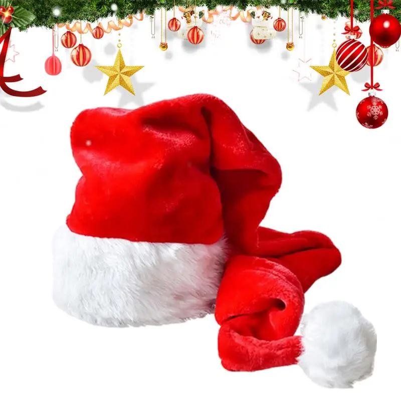 

Длинная Рождественская шапка Санта-Клауса, праздничная шапка Санта-Клауса, теплая шапка Санта-Клауса для праздничной вечеринки, Рождества и нового года, праздничная