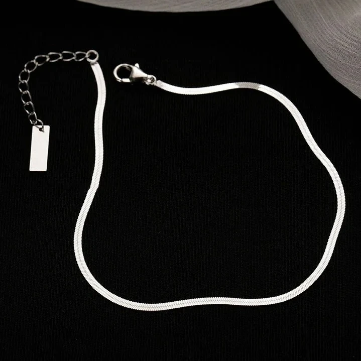 PONYKISS 925 Silver Minimalist Geometric Anklets Korean Version Fine Jewelry Classic Light Luxury Accessory