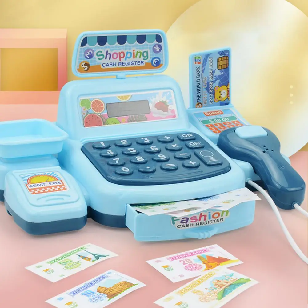Children Cash Register Toys 1 Set Cashier Model Parent-child Interactive Cash Register Pretend Play Toy Money Cash Pay Simulated Cashier Play Toy for Kids