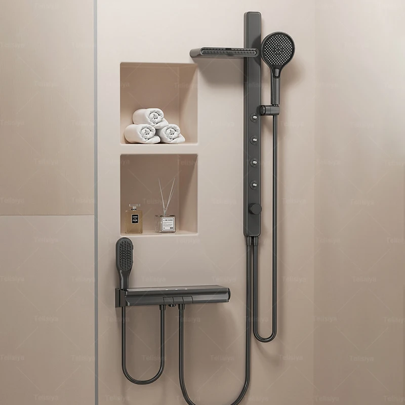 ปืนสีเทาห้องน้ําชุดฝักบัวมัลติฟังก์ชั่ไหล่เอว Spouts แยกฝักบัวในครัวเรือนเรียบง่ายแรงดันชุดฝักบัว 1