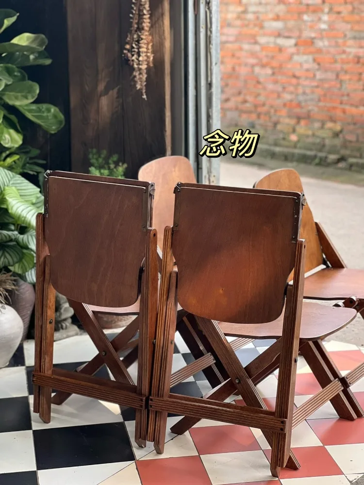 Retro Solid Wood Folding Chair,Outdoor Portable Camping Fold Stool,Living Room, Coffee Shop, Dining Chairs, Furniture Customized