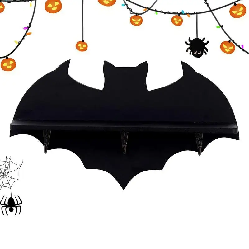 

Halloween Wall Shelf Unique Bat Pendant Halloween Crystal Wall Shelf Multipurpose Scary Bat Shape Room Storage Shelf Decor Tool