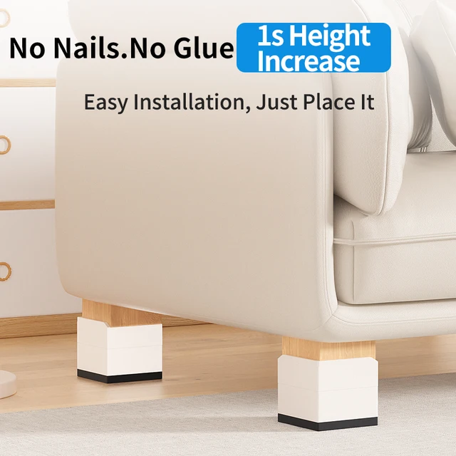 Soportes Apilables para Patas de Muebles, Diseño Triple Antideslizante, 3 Opciones de Color y Resistentes al Desgaste, para Camas, Mesas y Refrigeradores 5