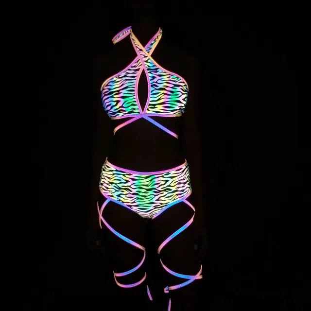 Reflective Holographic Bikini 3 Piece Set 2