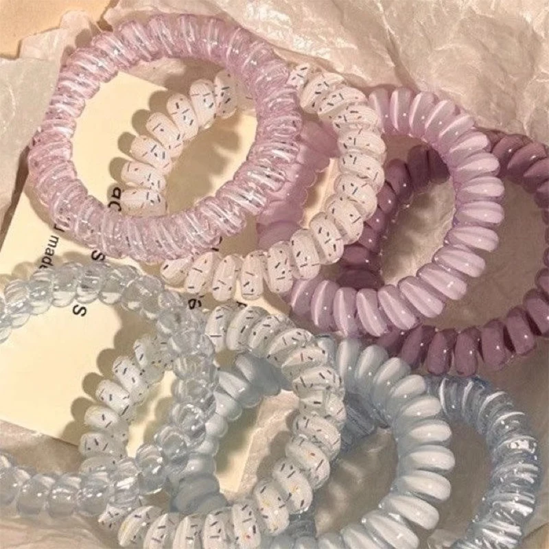 Set of 4 Spiral Hair Ties - Elastic Headbands & Scrunchies