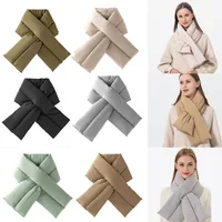 Simple Fashion Down Cotton Winter Scarf Warm Thickened Cross Ring Scarves Windproof Soft Skiing Scarve Outdoor Sports