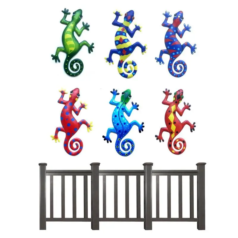 

Gecko Wall Decor Metal Art 6pcs Wall Metal Decor Garden Art Sculpture Crafts Statue Hanging Decoration Ornaments For Room