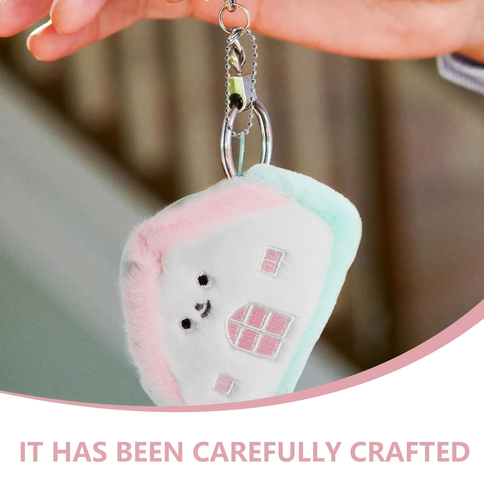귀여운 집 모양의 열쇠고리 지갑 부드러운 천 소재 미니 동전 지갑 이어폰 케이블 보관용 휴대용 가방 십대 여성용