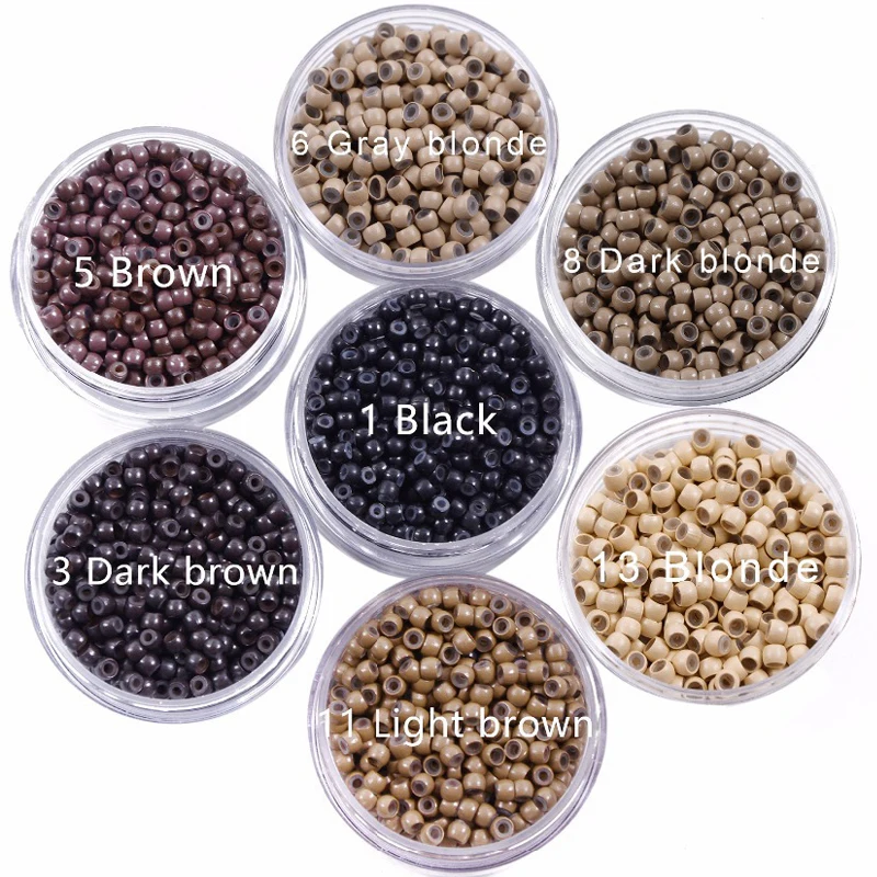 500 Pcs 3mm 실리콘 나노 링 실리콘 라이닝 헤어 비즈가있는 구리 링 헤어 링 헤어 확장 도구