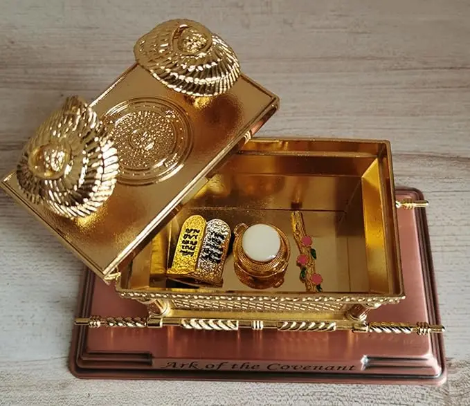 Description Picture 4 of itemSet of 3 Ark of The Covenant Accessories,(Ten Commandments Slate Aaron Rod and Holy Furnace),Israeli Metal Crafts