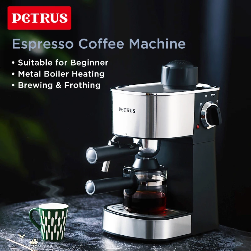 Petrus Espresso Coffee Machine Coffee Maker With Fancy Milk Function For Coffee Beginner PE3180