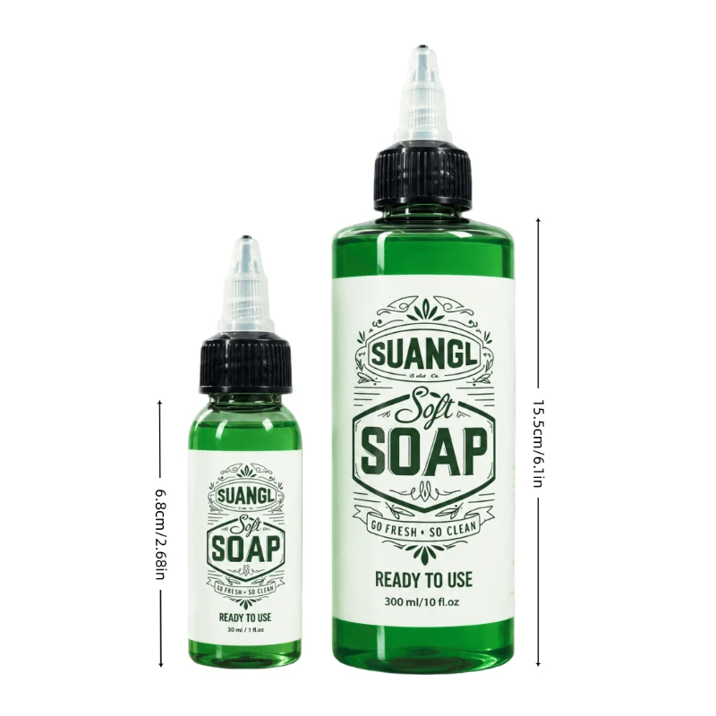 Sapone Verde per Tatuaggi 30/300ML Ultra Concentrato, Forniture Professionali per Tatuaggi, per Cura Post-Tatuaggio e Pulizia Piercing - immagine 5