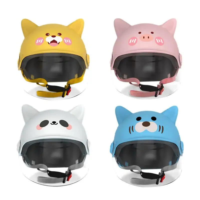 

Kids Motorcycle Helmets Impact Resistant Cartoon Cute Kids Helmets With HD Lens Comfortable Safety Cycling Helmets Head Cover