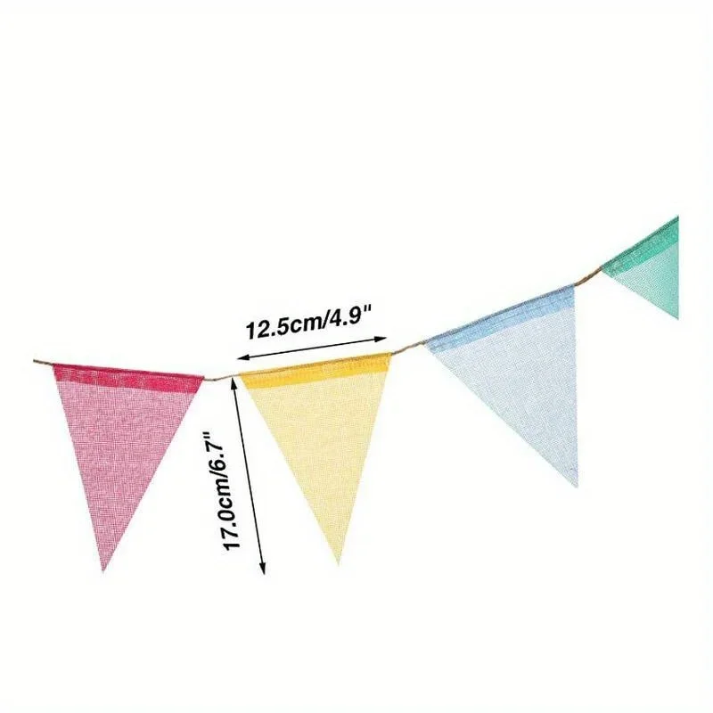 Description Picture 3 of itemColorful Burlap Pennant Bunting Banner Fabric Triangle Flag Garland Hanging for Birthday Graduation Wedding Party Decoration