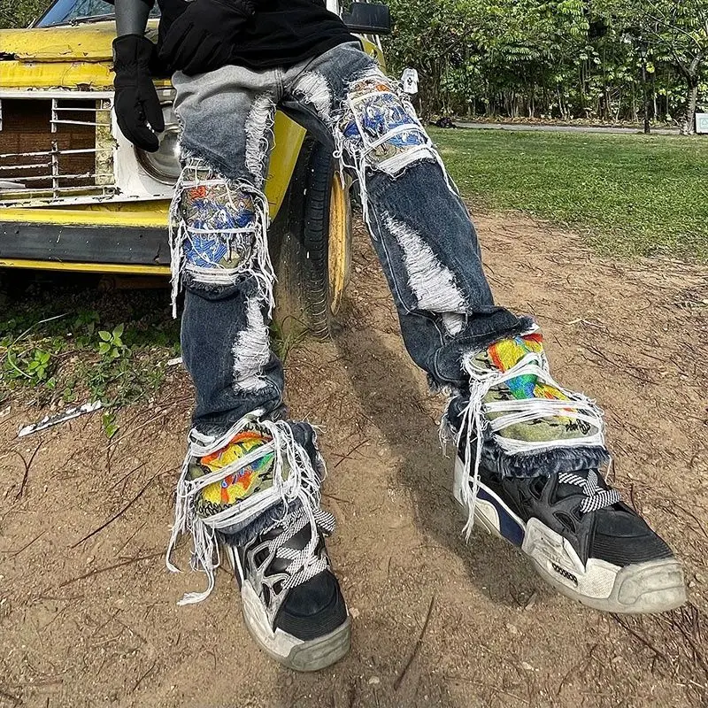 Lagust 00s emo damage denim pants