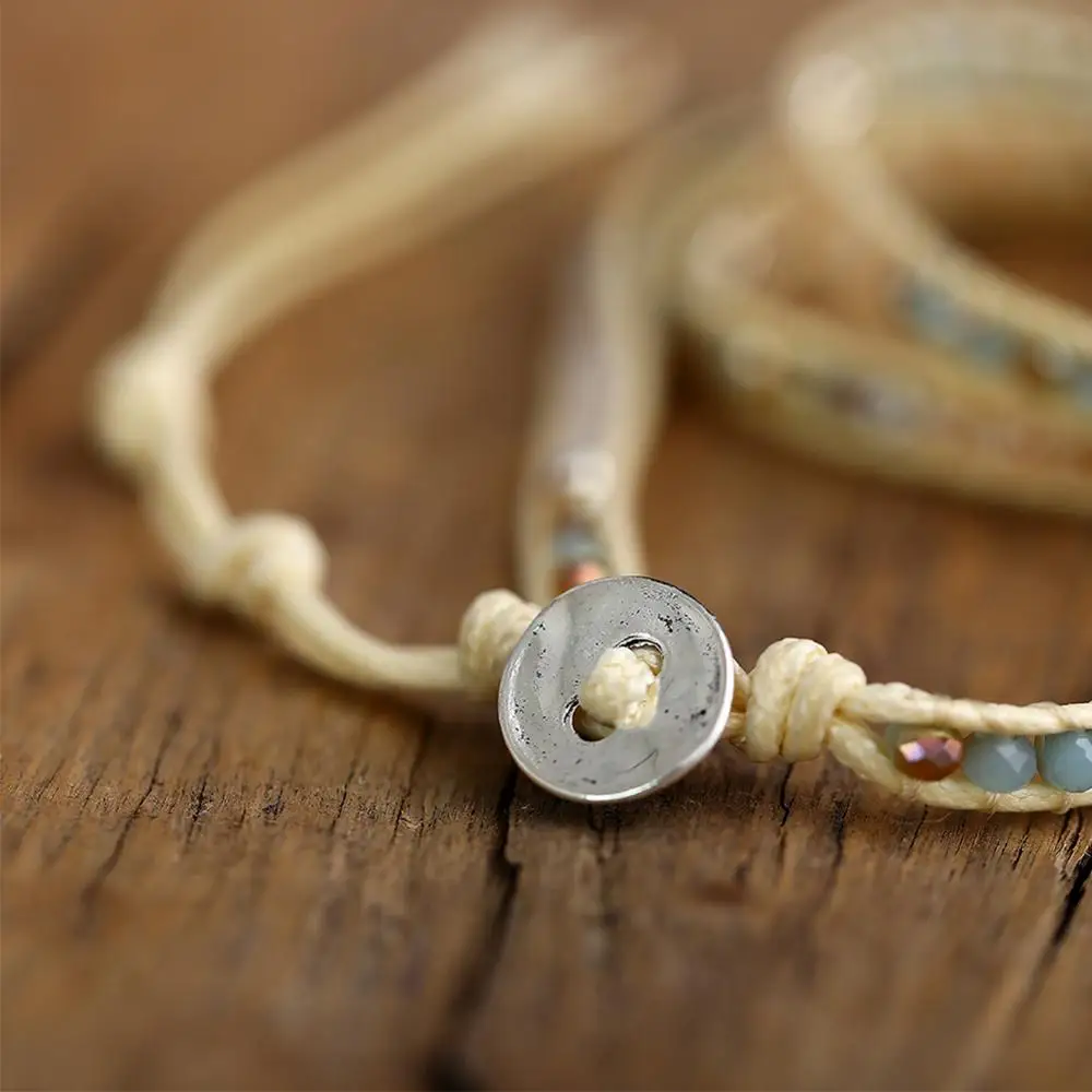 Boho Handmade Woven Stone Beads Bracelets Women Vintage Multi Layered Wrap Bracelet Armband Charm Bracelet Pulseras Mujer