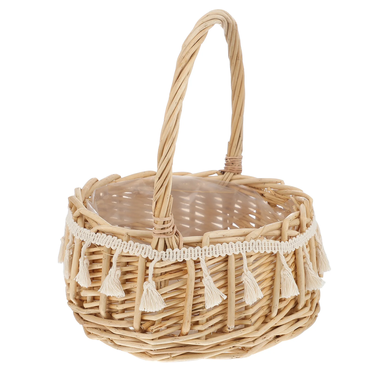 

English title: Wedding Flower Girl Basket Wicker Rattan Petal Baskets Handle Storage Basket