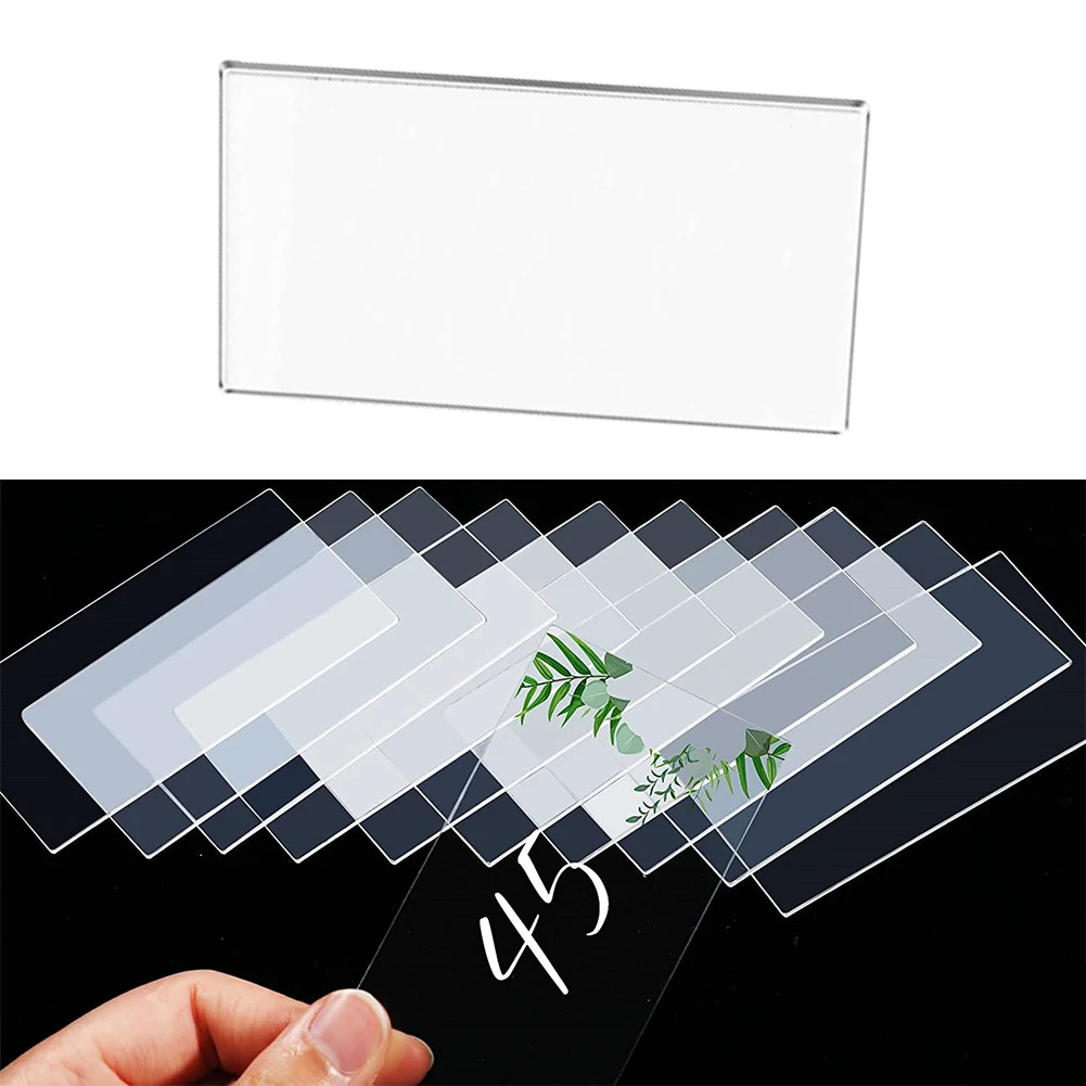 10pcs Place Cards Clear Acrylic Wedding Guest Names Table Seating Cards Rectangle Simple