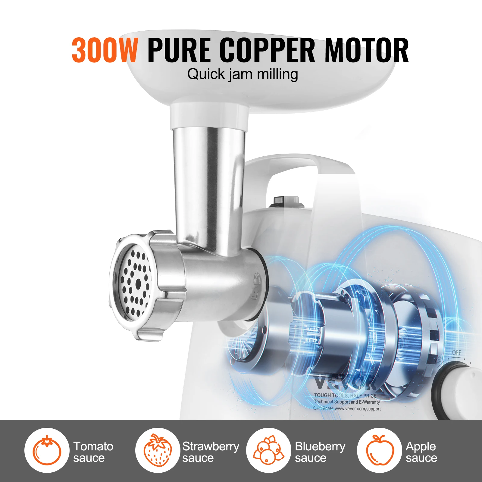 VEVOR Electric Tomato Strainer Tomato Sauce Maker Machine Food Strainer and Sauce Maker Pure Copper Motor Food Mill for Sauce 3