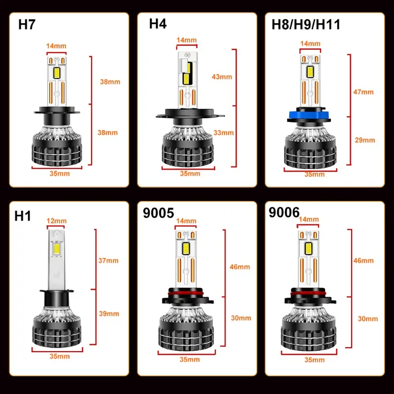 더블 구리 튜브 고출력 자동차 LED 헤드라이트 H4 H7 헤드라이트 12V 범용 120W/쌍 H1 H3 H9 H11 9005 9006 50000LM