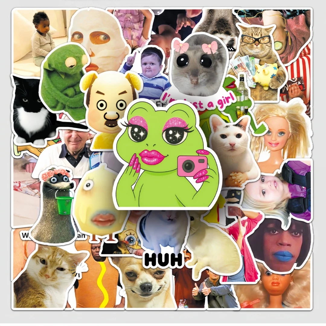 50개 재미있는 밈 스티커 재미있는 DIY 스티커 스크랩북킹 휴대폰 수하물 방..