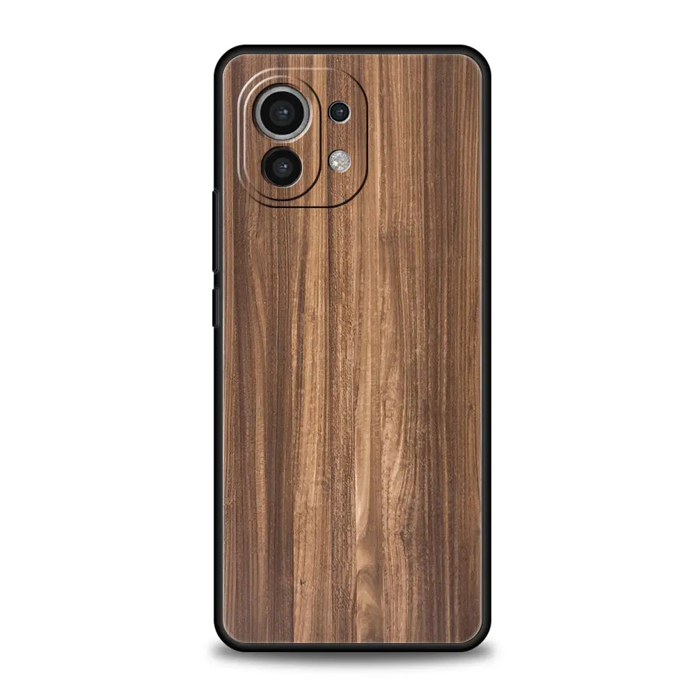 Carved Wood Design Black Silicone Phone Case Cover
