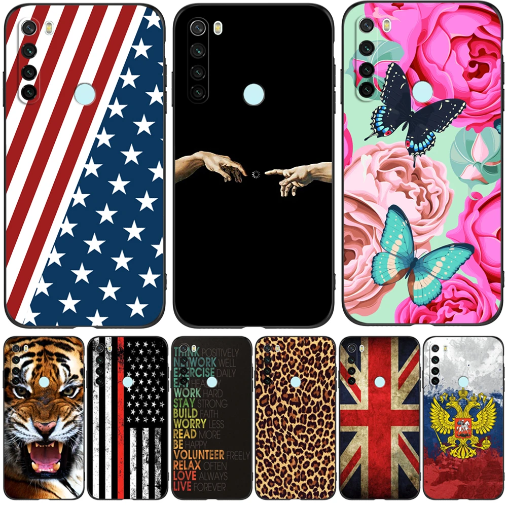 Per Xiaomi Redmi Note 8T Custodia Per Xiaomi Redmi Note 8 2021 Custodia Redmi Note 8 Cover T Custodia In Tpu Nero Uk Usa Flag Skull Wolf