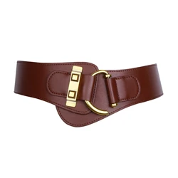 Gold Buckle Adjustable Leather Waist Belt for Women - Elegant and Soft Fashion Accessory (Coffee)