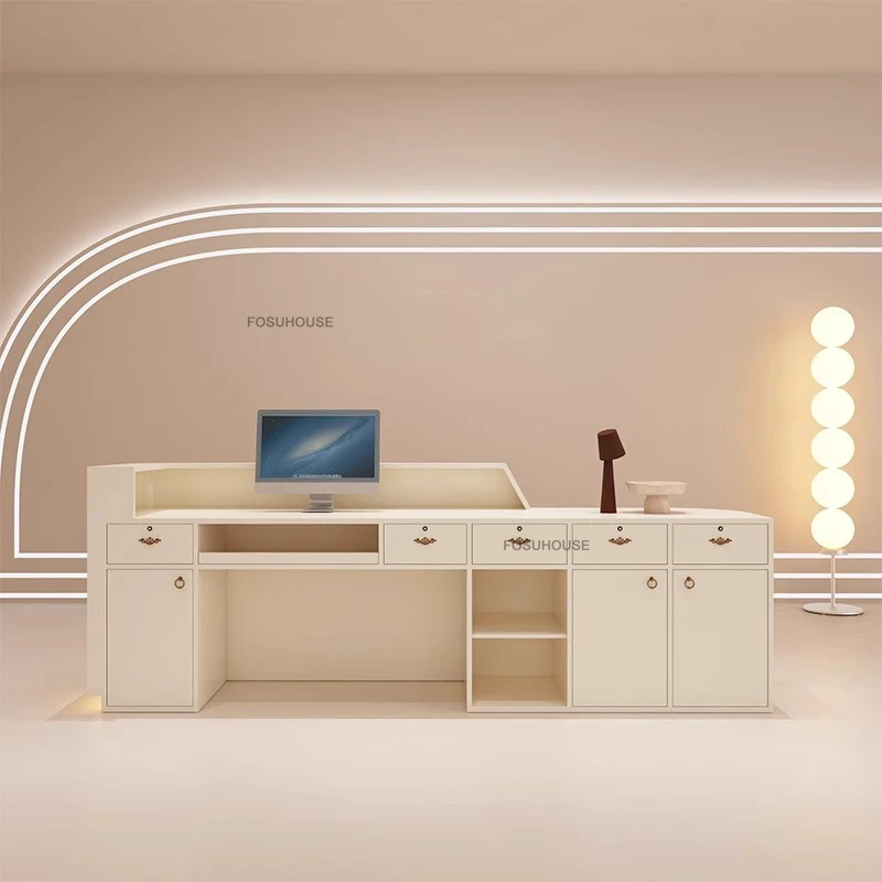 Simple Company Reception Desks Beauty Salon Cashier Reception Counter Designer Office Furniture Clothing Store Front Bar Table