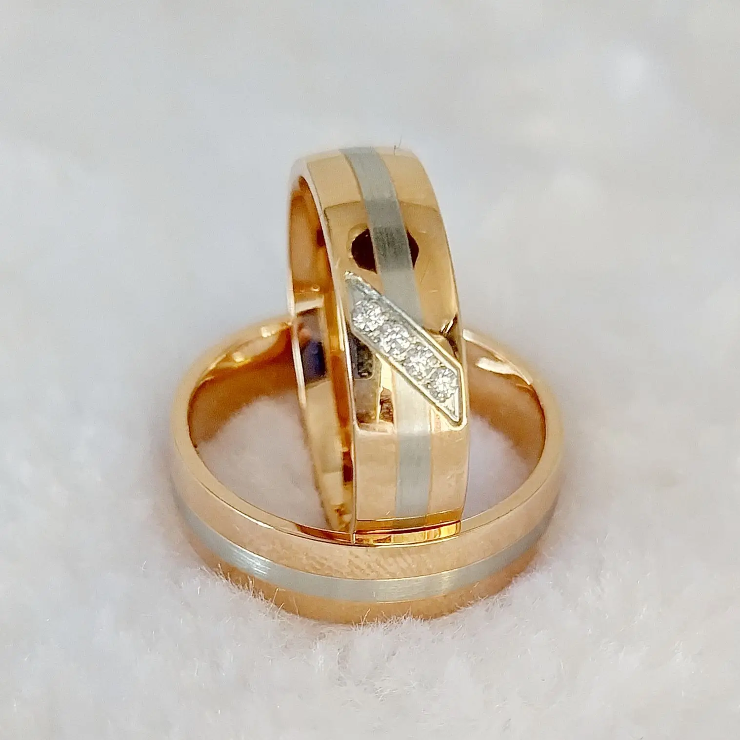 

High Quality Promise Wedding Rings sets For Couples Ladies Gents 24k rose Gold Plated stainless Steel jewelry love finger ring