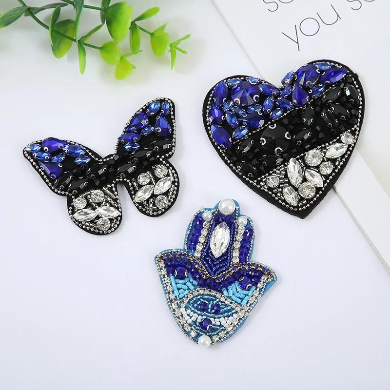 

Hand-beaded Hand Love Butterfly Cloth Stickers Hole Patch for Clothing Shoes Hats and Accessories Applique DIY Sewing Patches