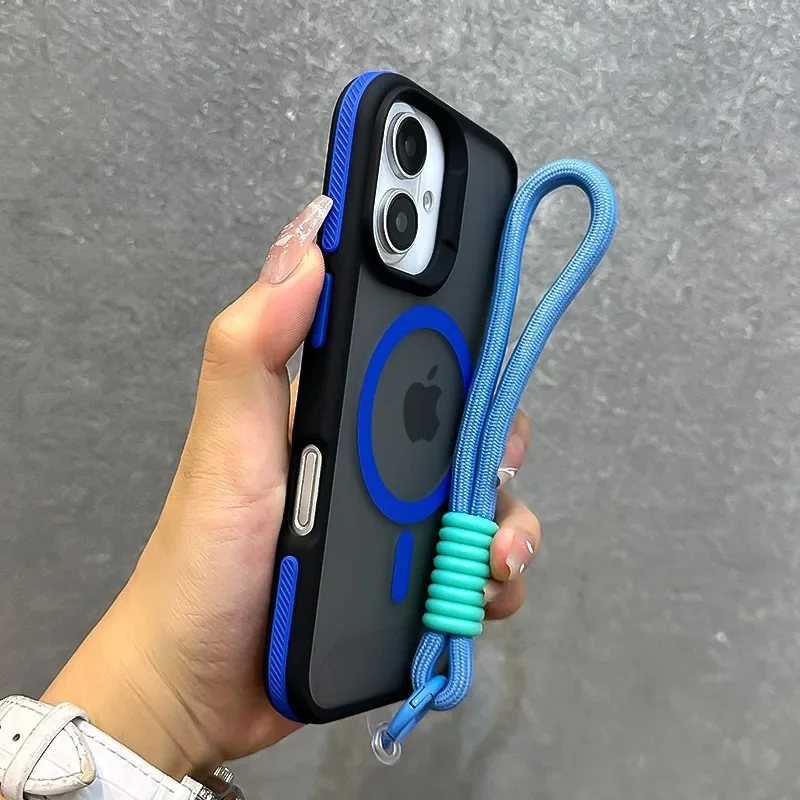 MagSafe Double Color Wrist Strap Case For iPhone 16 15 14 Pro Max - Image 13