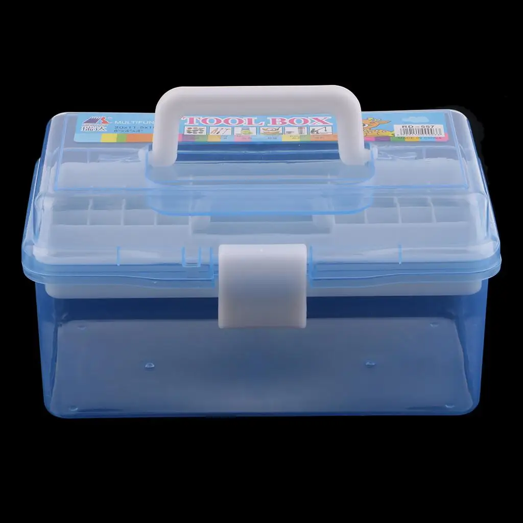 Layer Plastic Jewelry Painting Tool Box Holder Storage Case Organizer