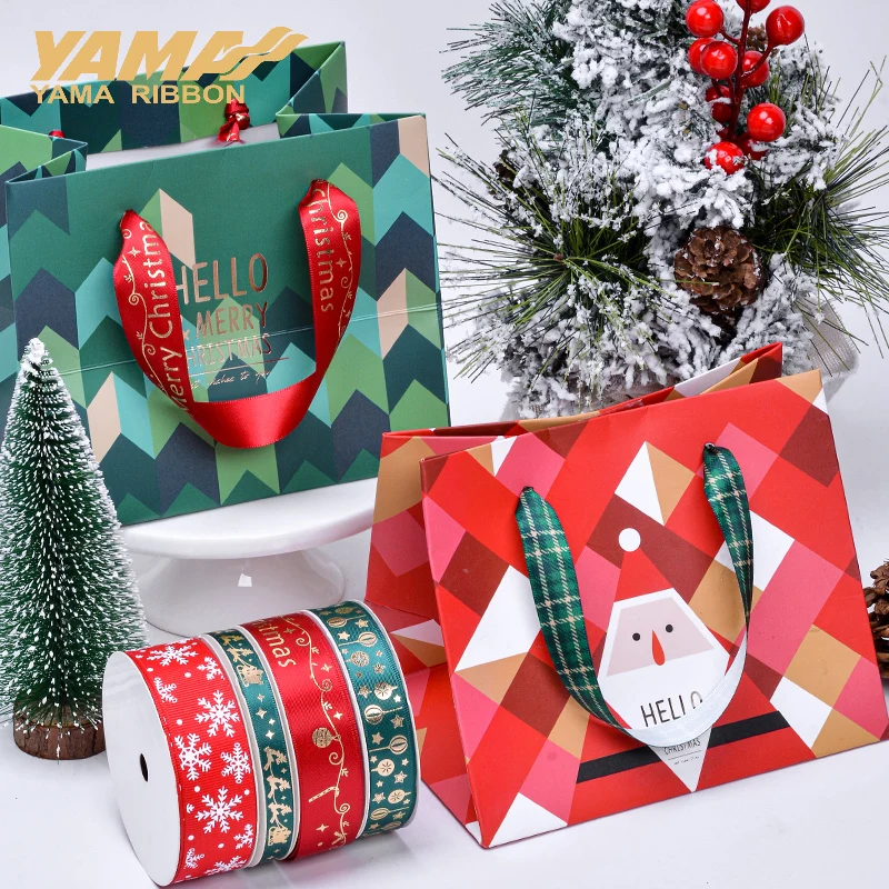 Double/Single Face/Side Customized Printed Christmas Satin Ribbon For Gifts/Wrapping/Packing...