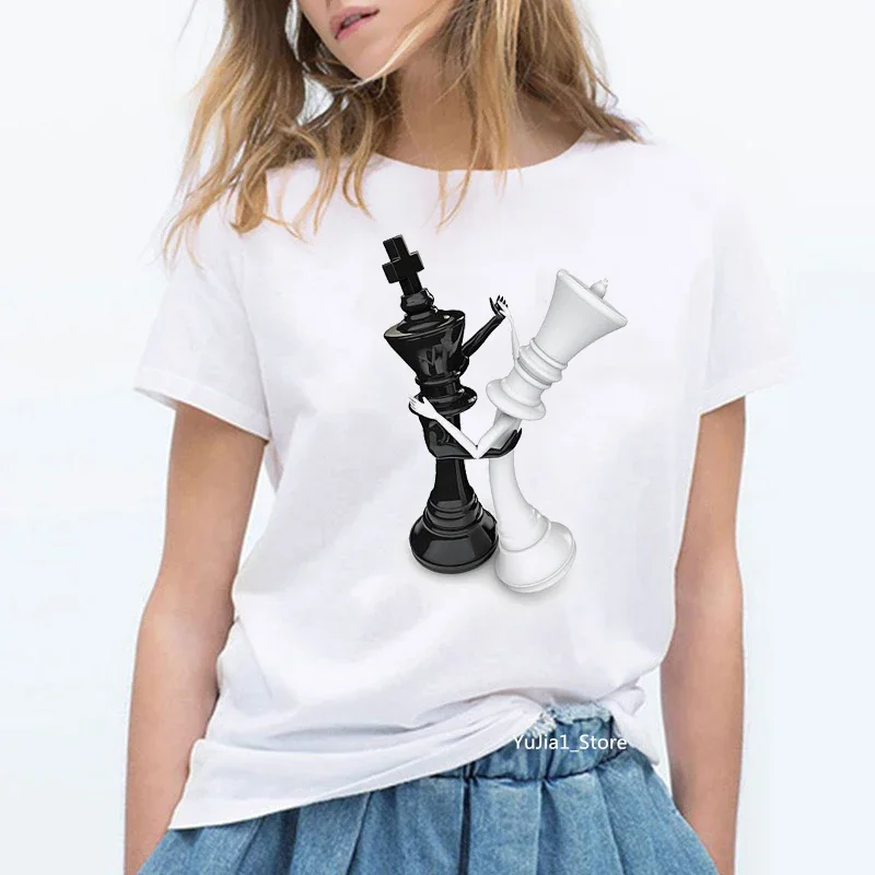 

Novelty Design Dancing Chess Print Funny T Shirts Women Streetwear Chess Lover Friends Birthday Gift Personalized Punk Tshirt