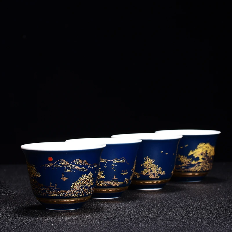 Chinese Blue and white porcelain Tea Cups Anti Scaling Handmade Tea Bowl Imperial court Style luxury tea cup Single Cup set